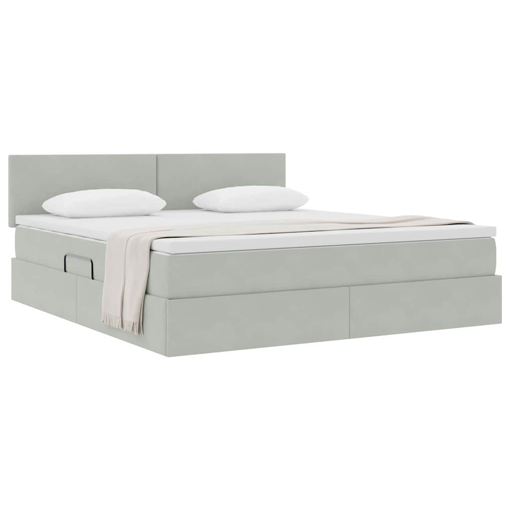 Krevet s od storage Svijetlo siva 180 x 200 cm Baršun