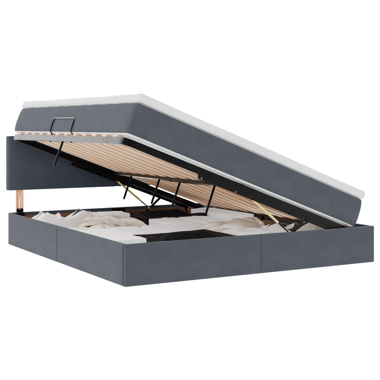 Krevet s od storage s madracem Tamno siva 180 x 200 cm Baršun