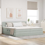 Krevet s od storage Svijetlo siva 200 x 200 cm Baršun