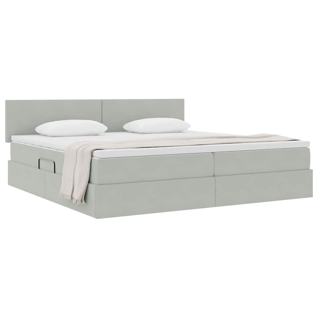 Krevet s od storage Svijetlo siva 200 x 200 cm Baršun