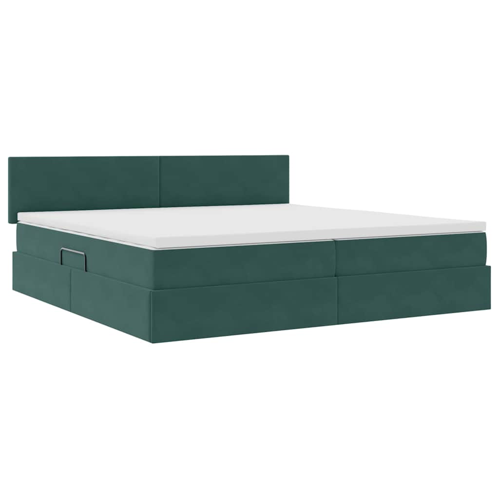 Krevet s od storage s madracem Tamnozelena 200 x 200 cm Baršun