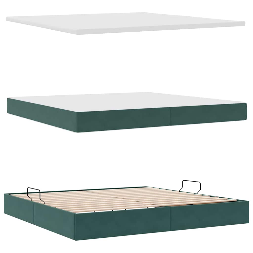 Krevet s od storage s madracem Tamnozelena 200 x 200 cm Baršun