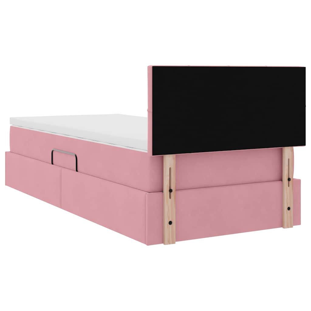 Krevet s od storage s madracem Ružičasta 90 x 190 cm Baršun