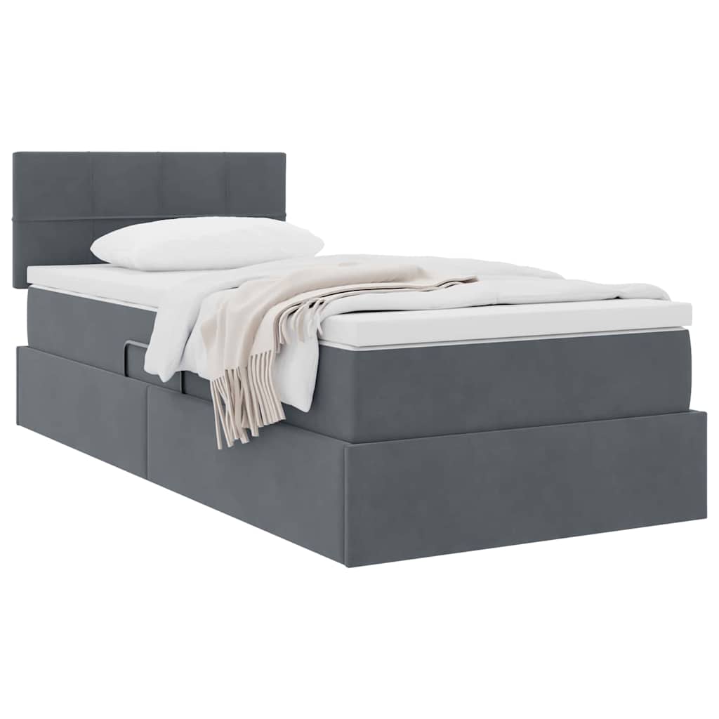 Krevet s od storage s madracem Tamno siva 100 x 200 cm Baršun