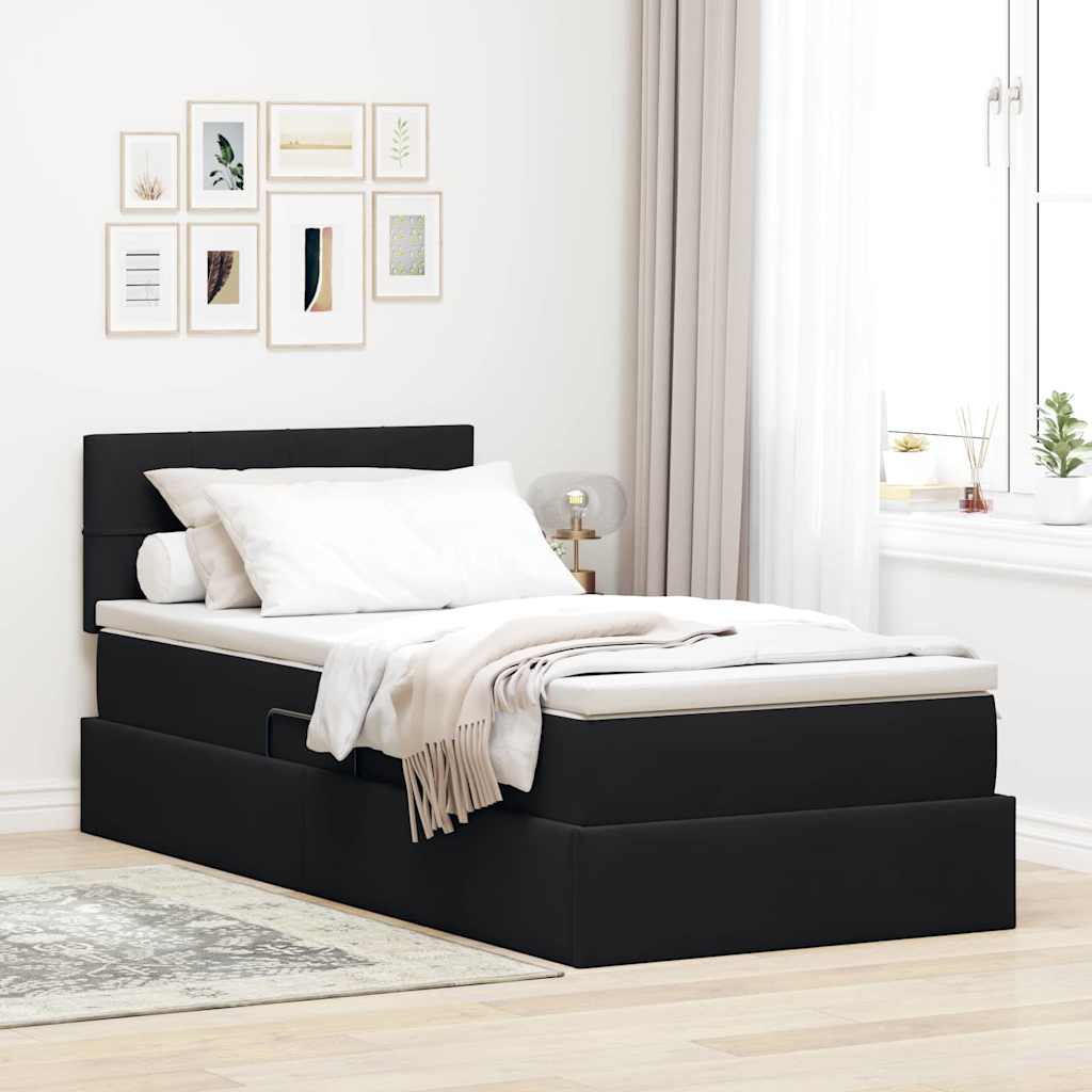 Krevet s od storage s madracem Crna 100 x 200 cm Baršun