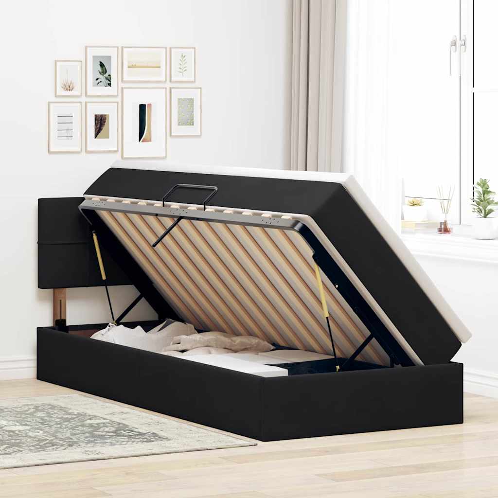 Krevet s od storage s madracem Crna 100 x 200 cm Baršun