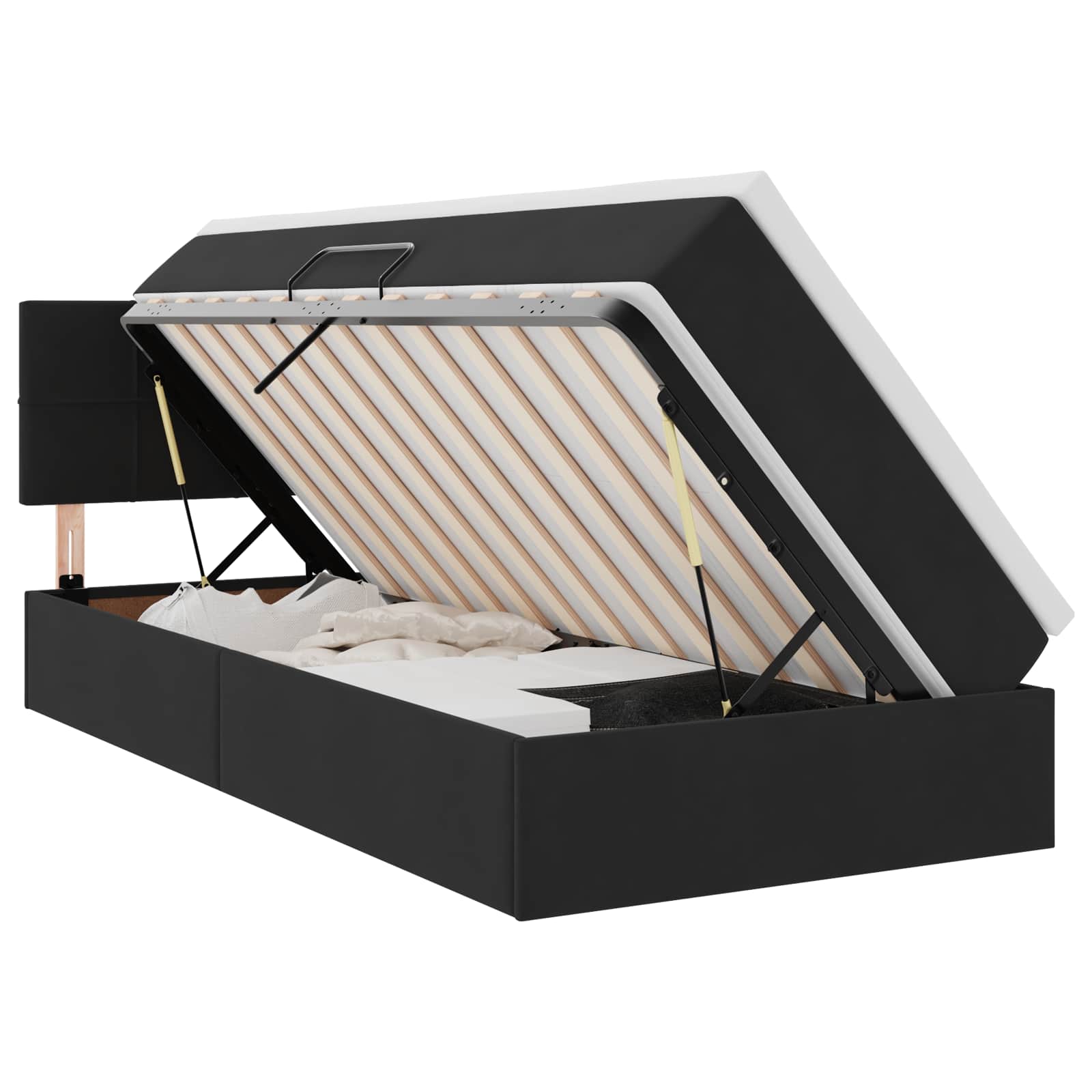 Krevet s od storage s madracem Crna 100 x 200 cm Baršun