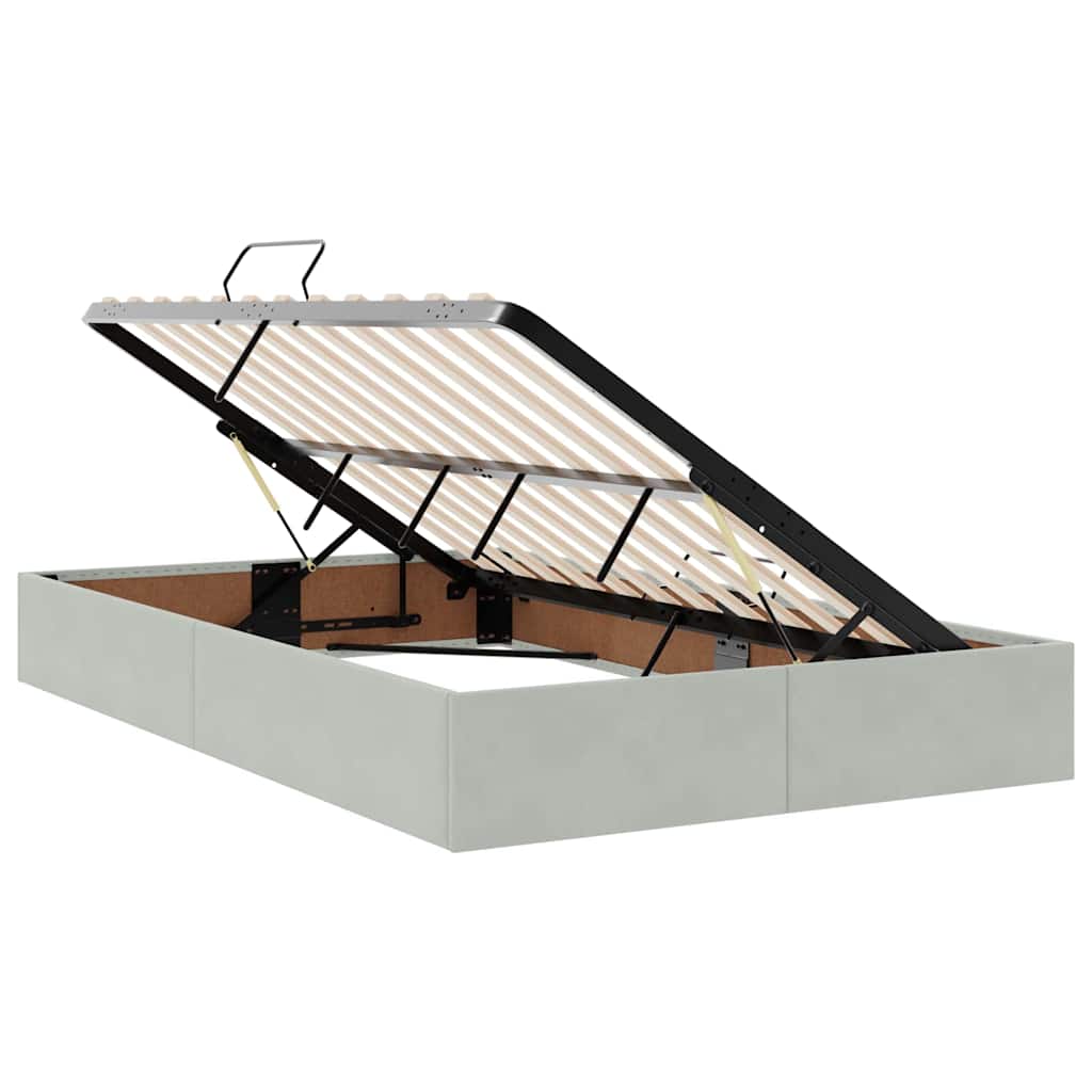 Krevet s od storage Svijetlo siva 120 x 190 cm Baršun