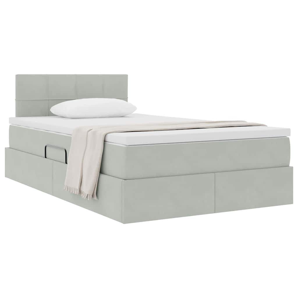 Krevet s od storage Svijetlo siva 120 x 190 cm Baršun