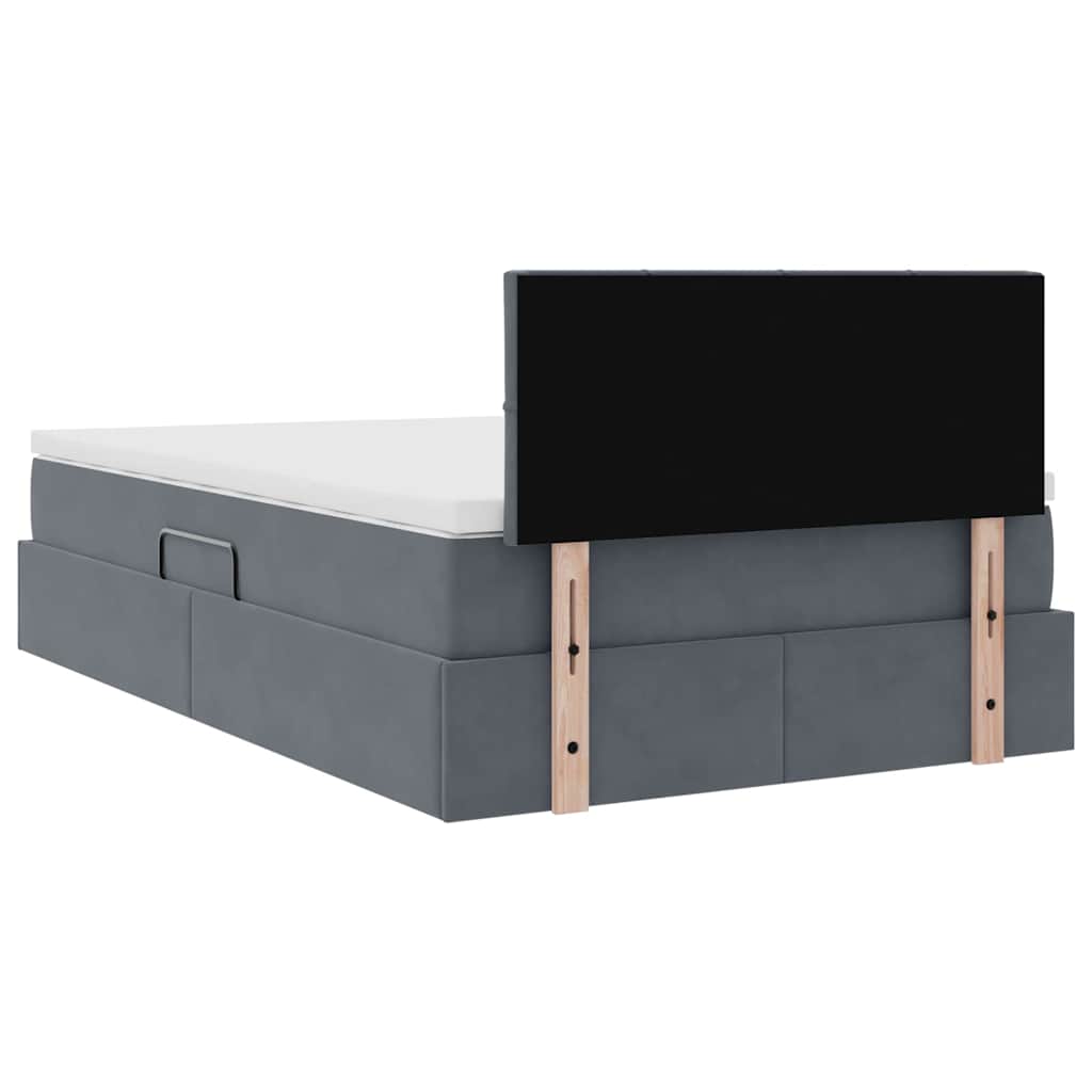 Krevet s od storage s madracem Tamno siva 120 x 190 cm Baršun
