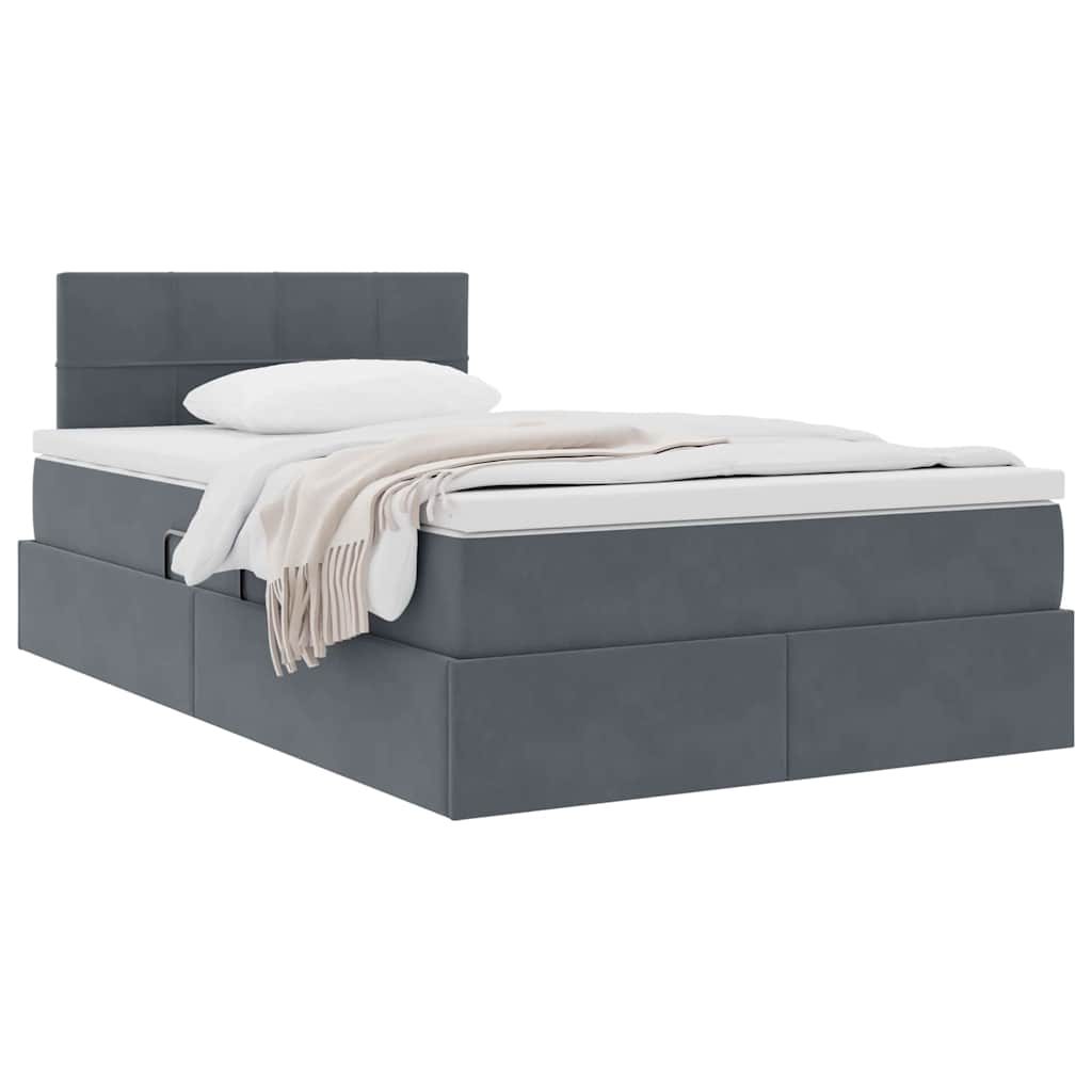 Krevet s od storage s madracem Tamno siva 120 x 190 cm Baršun