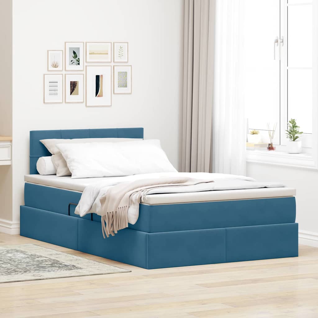 Krevet s od storage s madracem Plava 120 x 190 cm Baršun