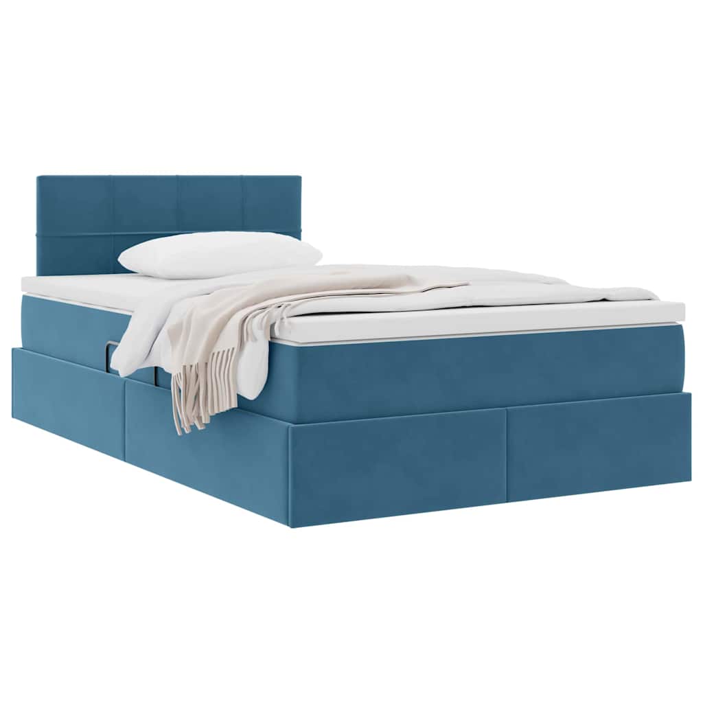 Krevet s od storage s madracem Plava 120 x 190 cm Baršun