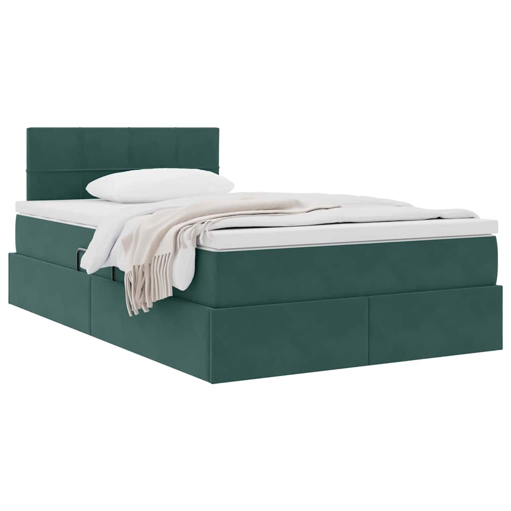 Krevet s od storage s madracem Tamnozelena 120 x 200 cm Baršun