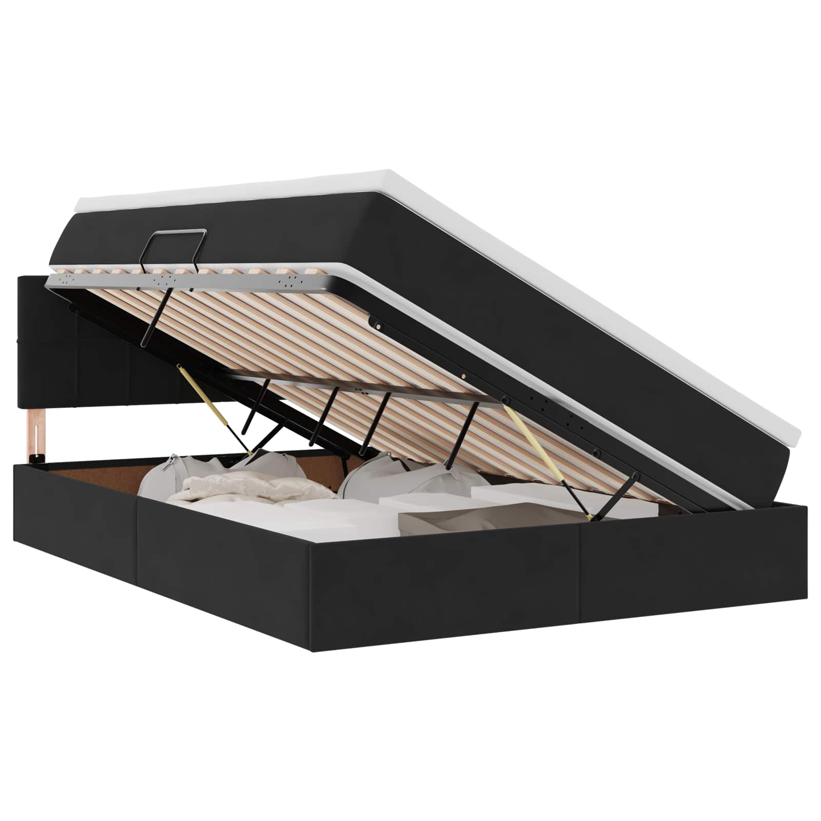 Krevet s od storage s madracem Crna 140 x 190 cm Baršun