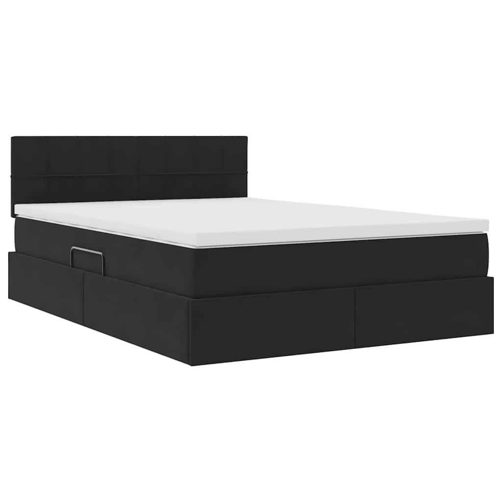 Krevet s od storage s madracem Crna 140 x 190 cm Baršun