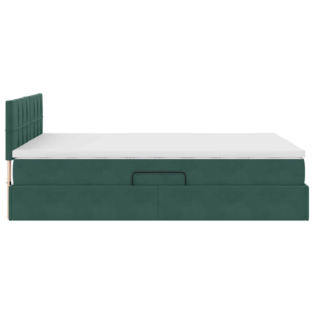 Krevet s od storage s madracem Tamnozelena 140 x 190 cm Baršun