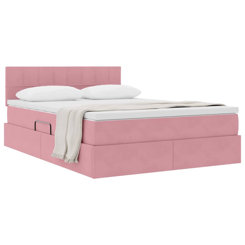 Krevet s od storage s madracem Ružičasta 140 x 190 cm Baršun
