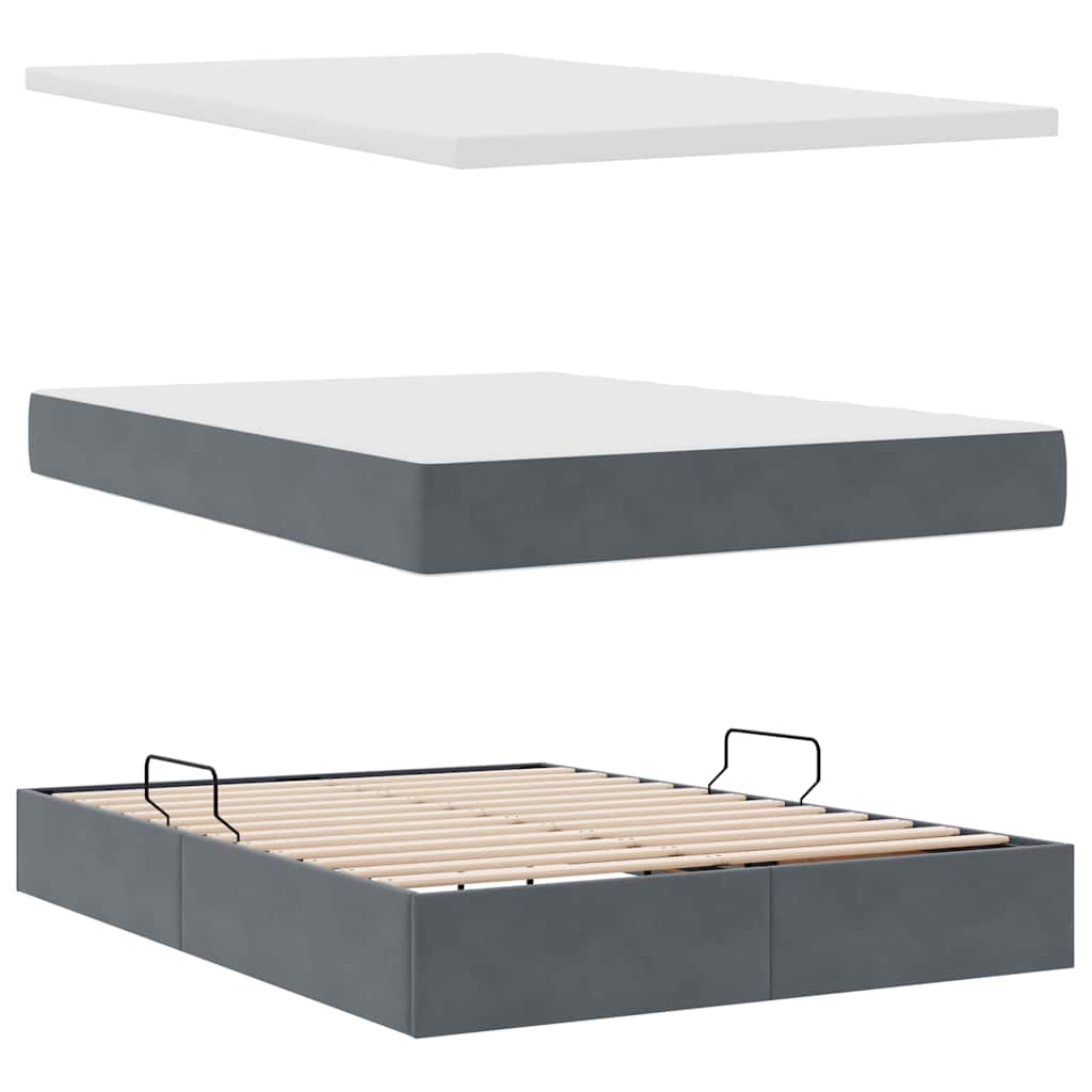 Krevet s od storage s madracem Tamno siva 140 x 200 cm Baršun