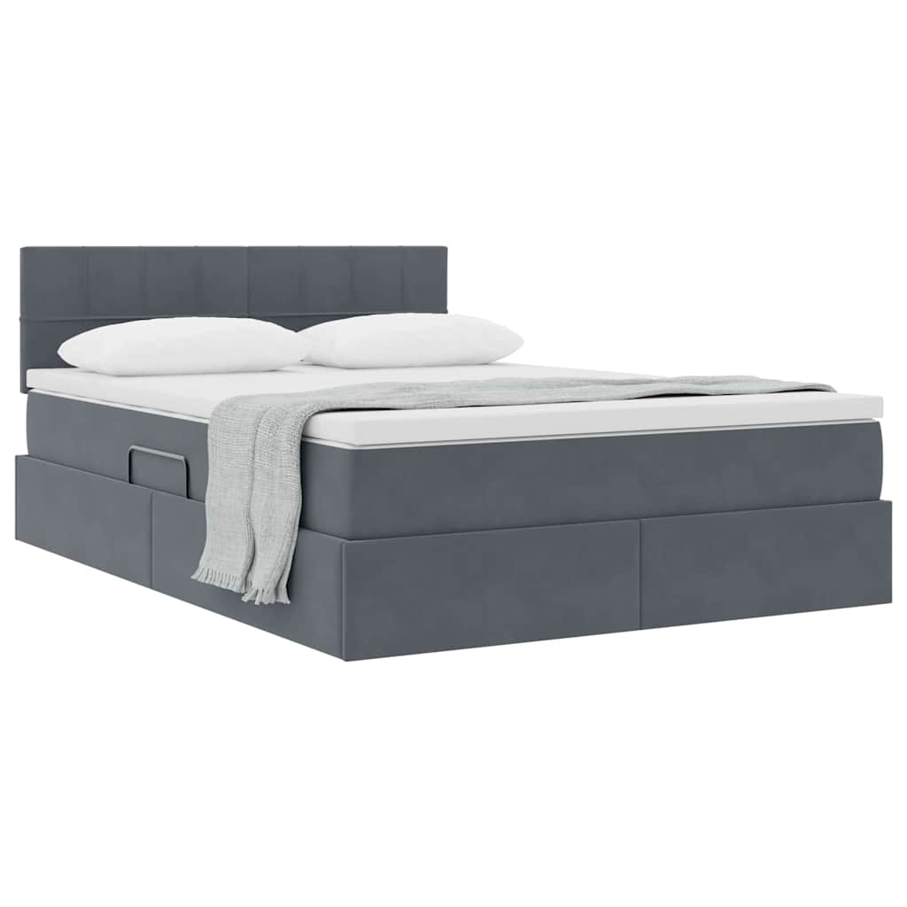 Krevet s od storage s madracem Tamno siva 140 x 200 cm Baršun