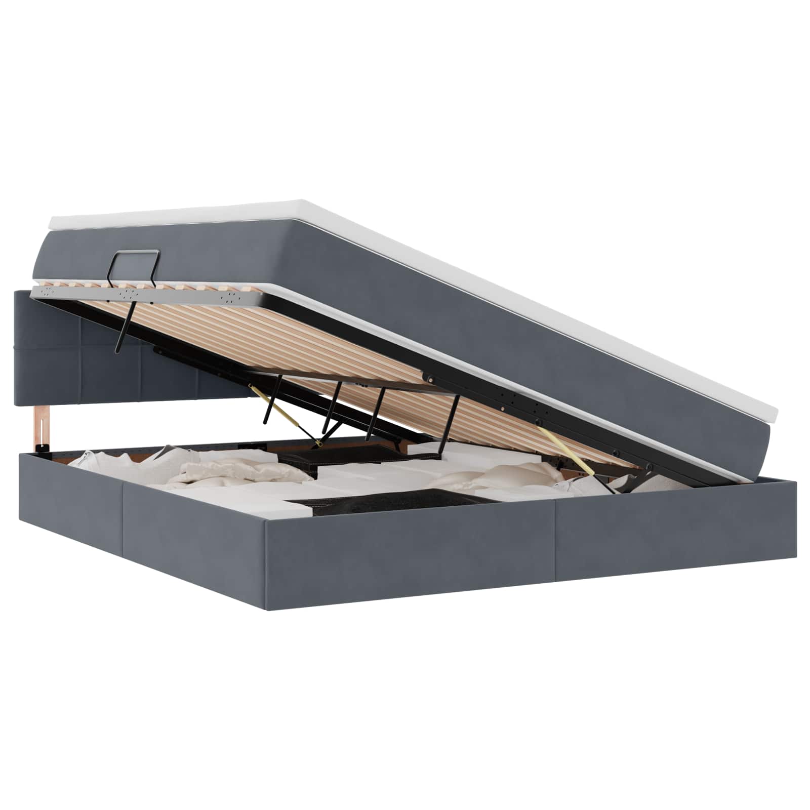 Krevet s od storage s madracem Tamno siva 160 x 200 cm Baršun