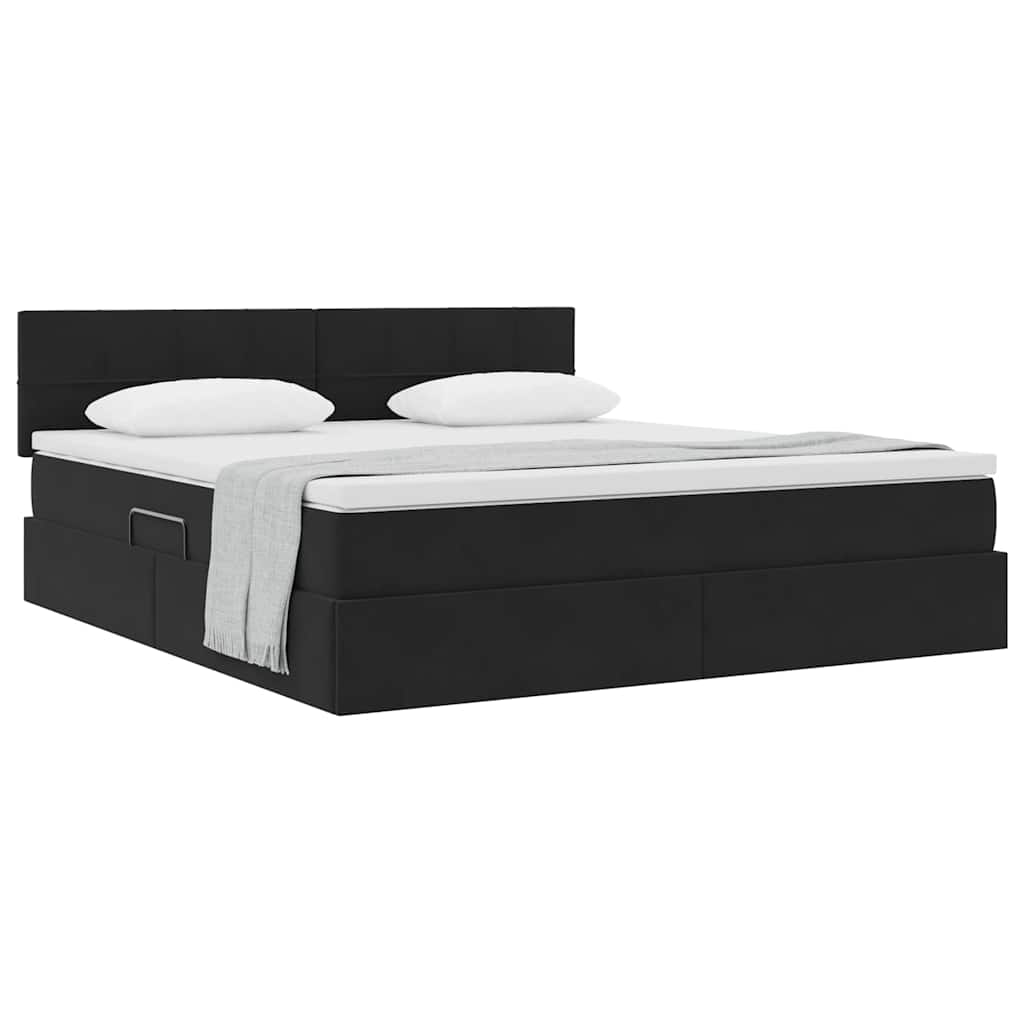 Krevet s od storage s madracem Crna 160 x 200 cm Baršun