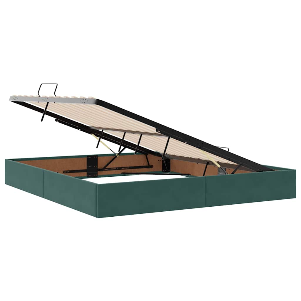 Krevet s od storage s madracem Tamnozelena 160 x 200 cm Baršun