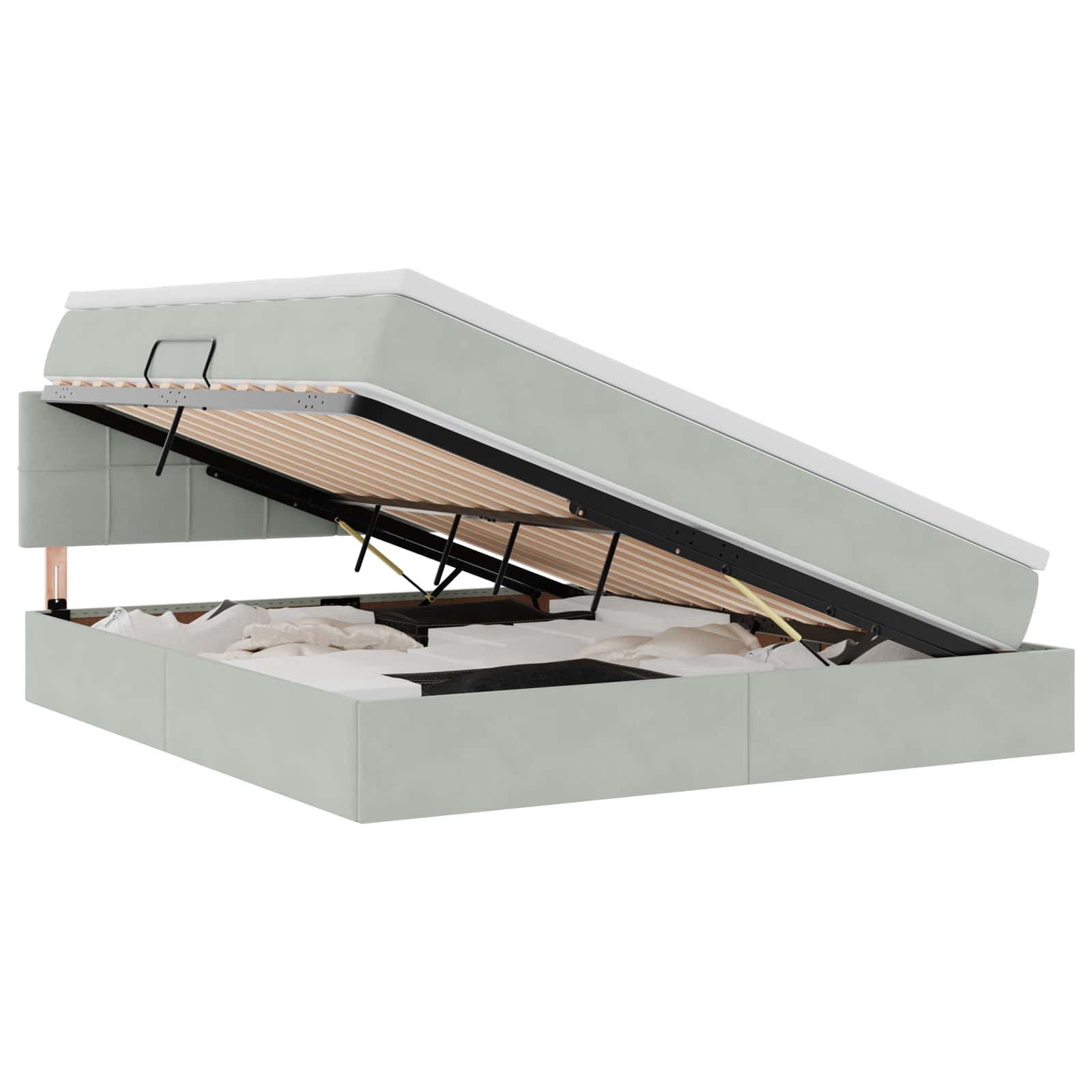 Krevet s od storage Svijetlo siva 180 x 200 cm Baršun