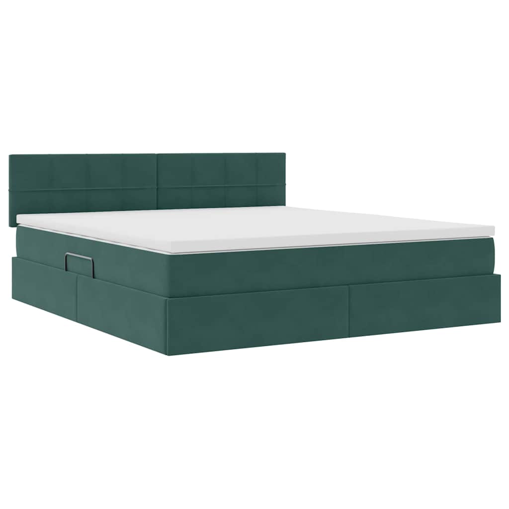 Krevet s od storage s madracem Tamnozelena 180 x 200 cm Baršun