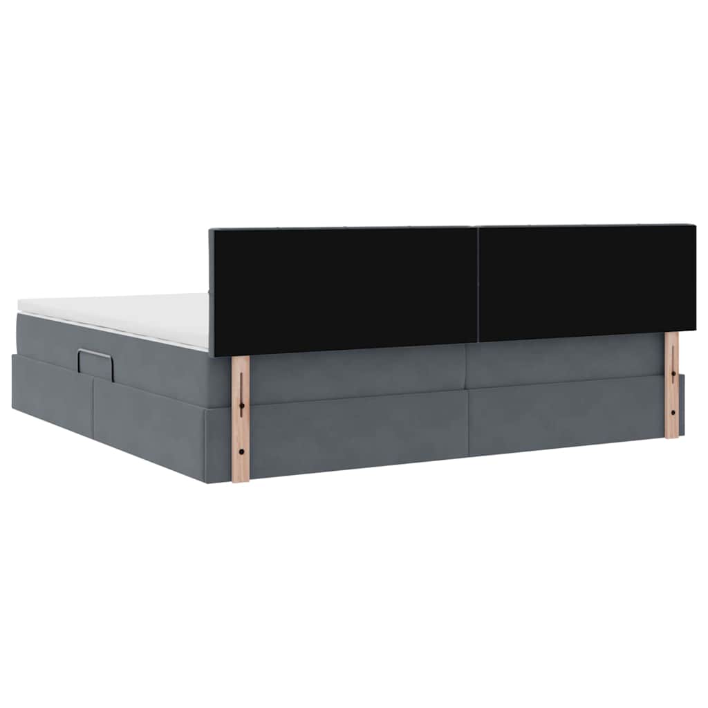Krevet s od storage s madracem Tamno siva 200 x 200 cm Baršun