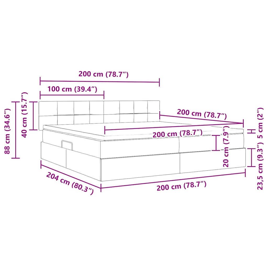 Krevet s od storage s madracem Tamnozelena 200 x 200 cm Baršun