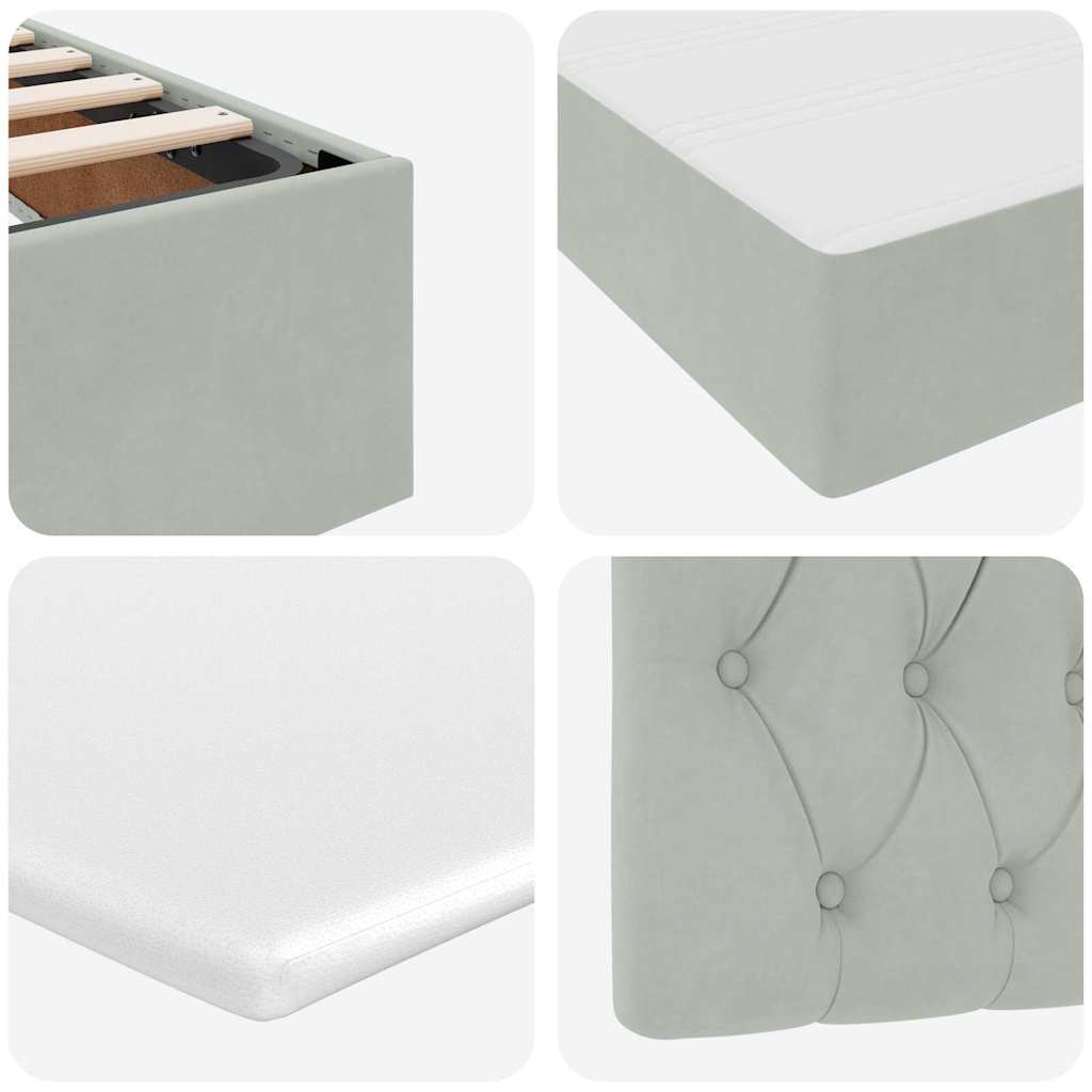 Krevet s od storage s madracem Svijetlo siva 90 x 190 cm Baršun