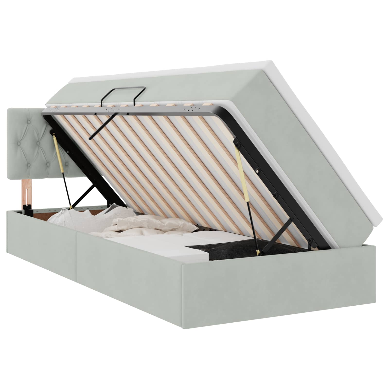 Krevet s od storage s madracem Svijetlo siva 90 x 190 cm Baršun