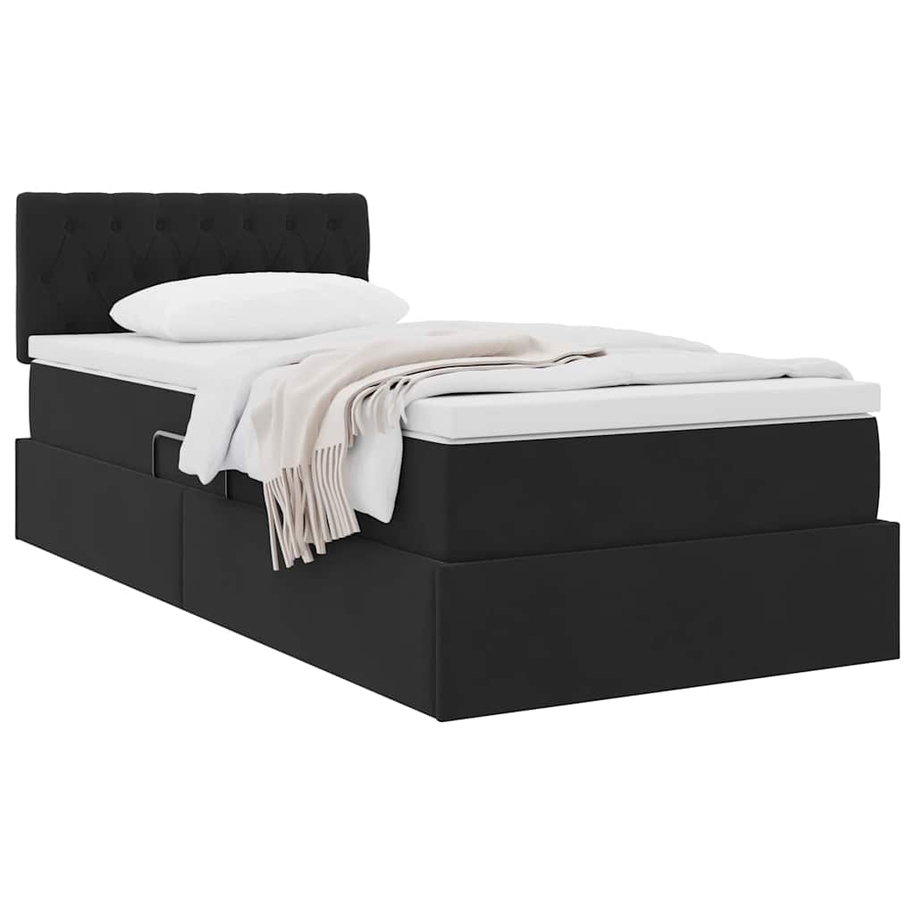 Krevet s od storage s madracem Crna 90 x 190 cm Baršun
