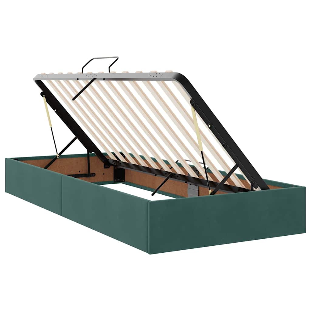 Krevet s od storage s madracem Tamnozelena 90 x 200 cm Baršun