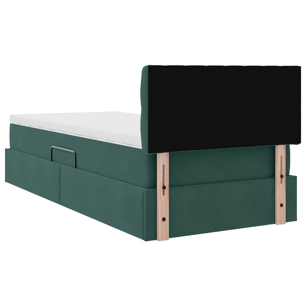 Krevet s od storage s madracem Tamnozelena 90 x 200 cm Baršun