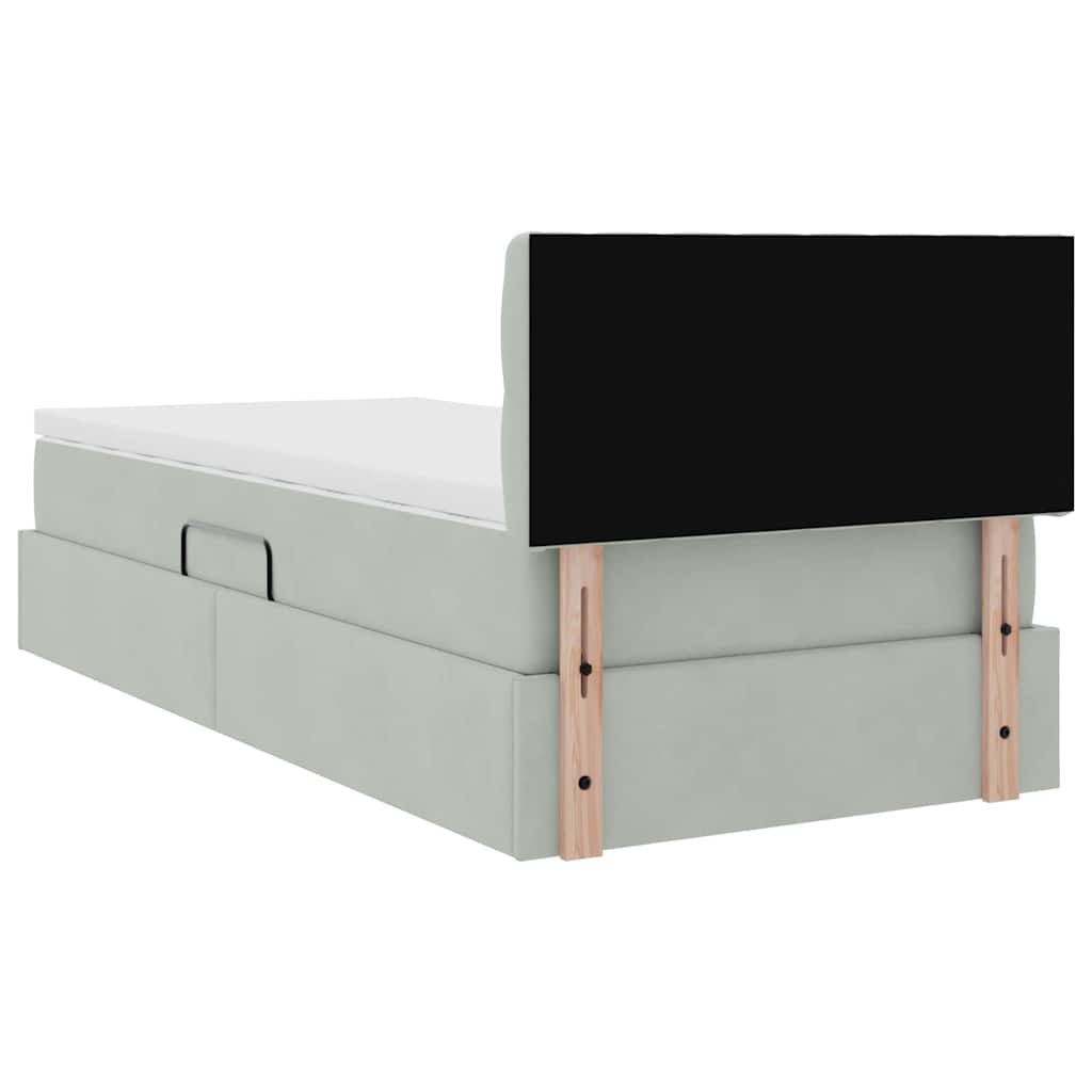 Krevet s od storage Svijetlo siva 100 x 200 cm Baršun