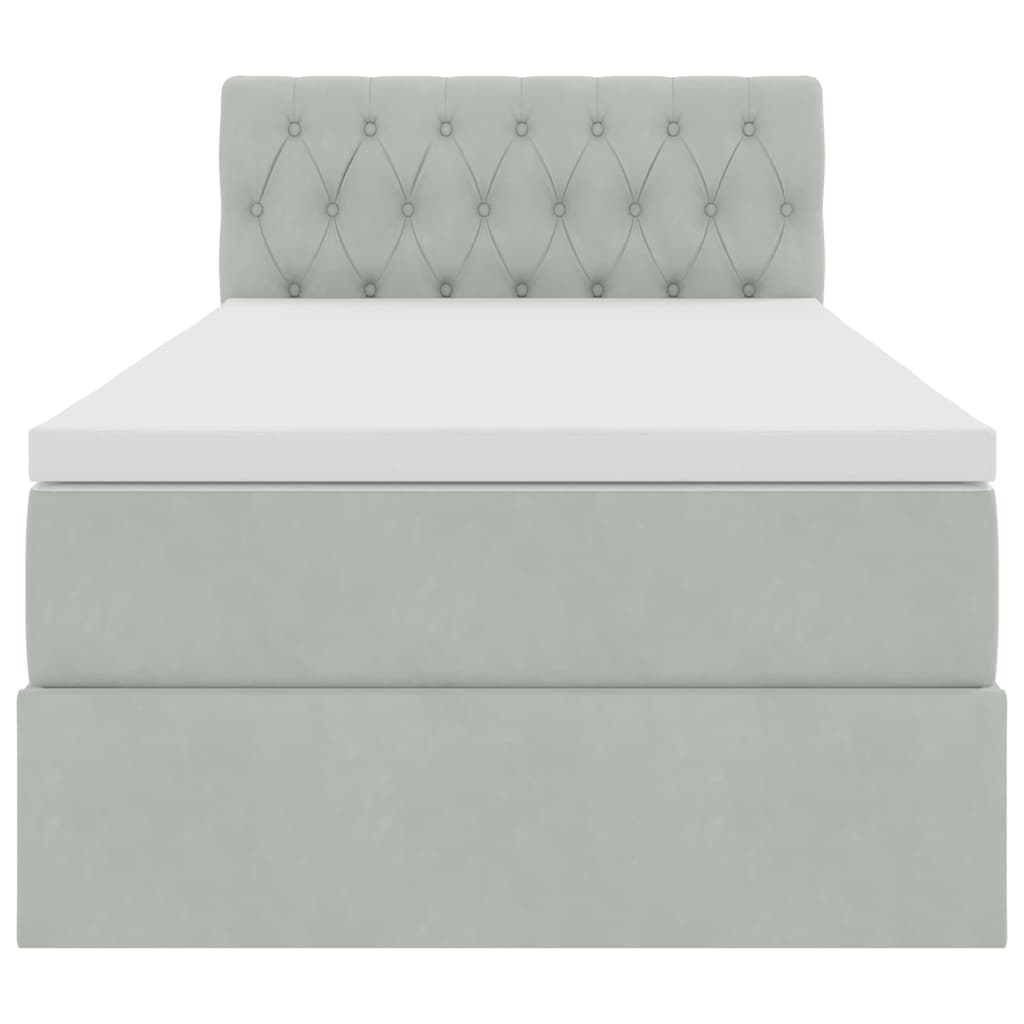 Krevet s od storage Svijetlo siva 100 x 200 cm Baršun