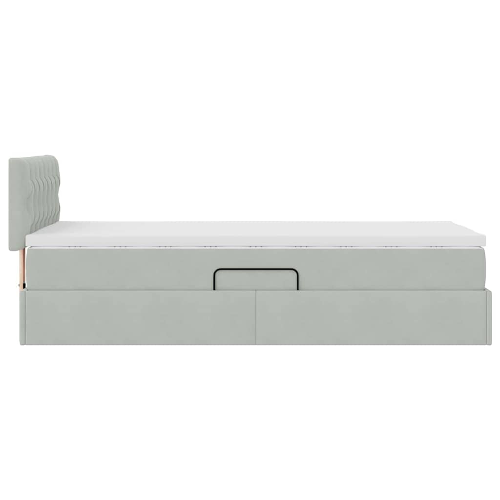 Krevet s od storage Svijetlo siva 100 x 200 cm Baršun