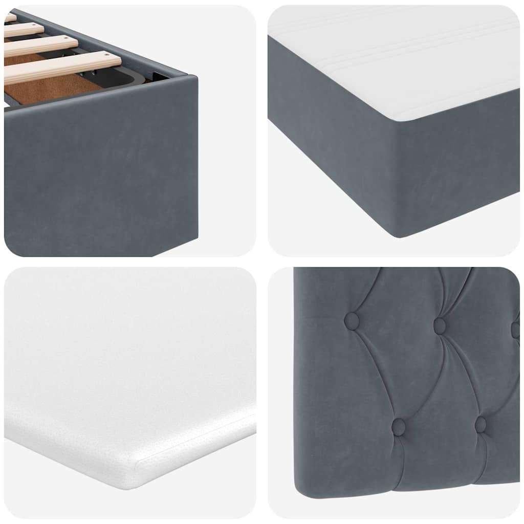 Krevet s od storage s madracem Tamno siva 100 x 200 cm Baršun