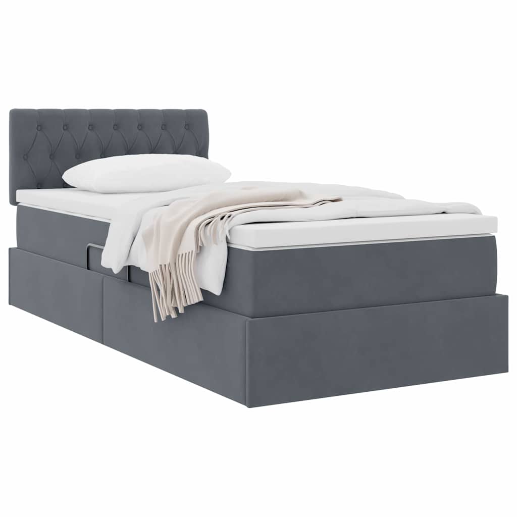 Krevet s od storage s madracem Tamno siva 100 x 200 cm Baršun