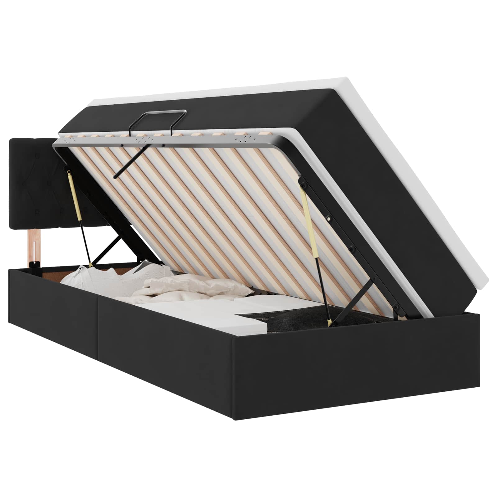 Krevet s od storage s madracem Crna 100 x 200 cm Baršun