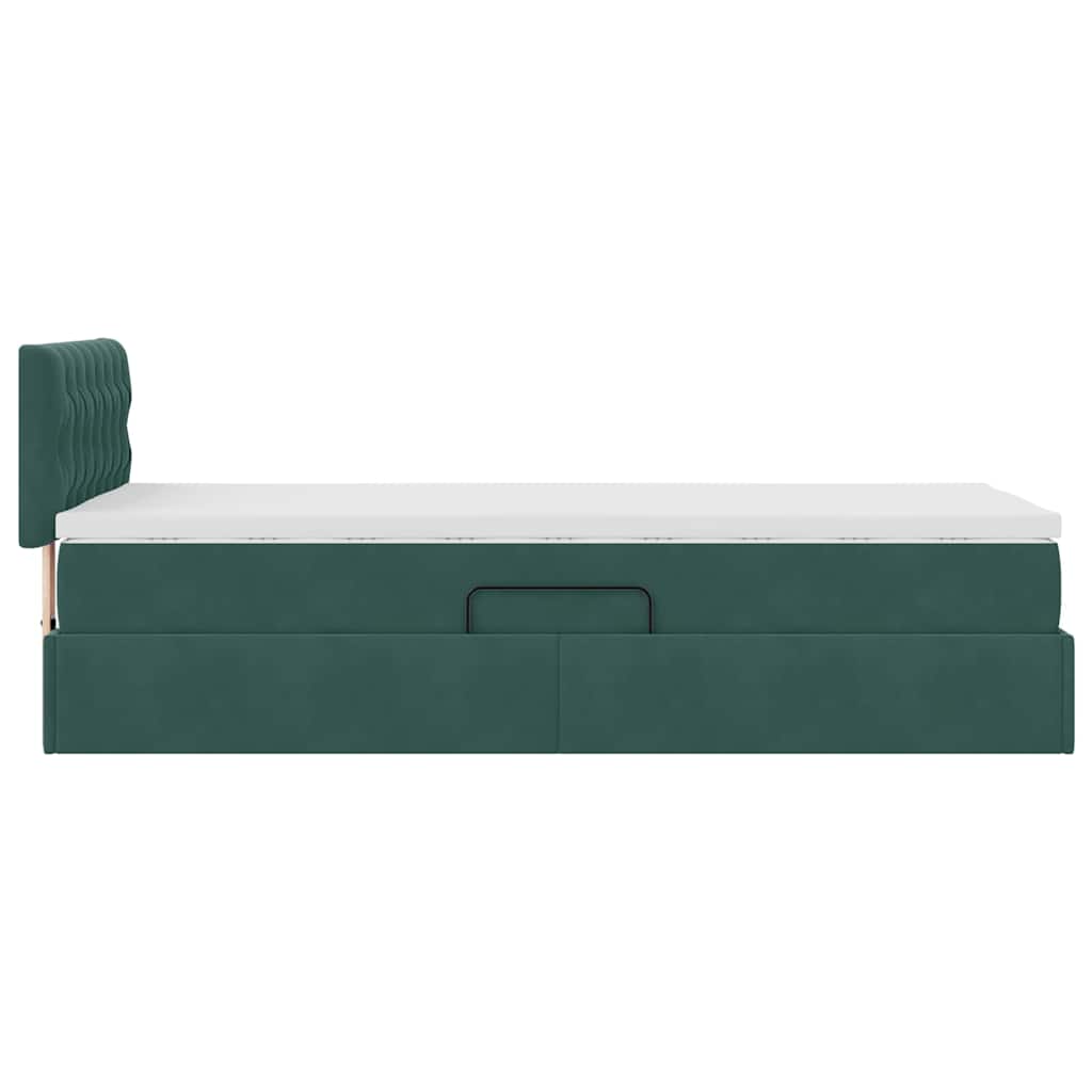 Krevet s od storage s madracem Tamnozelena 100 x 200 cm Baršun