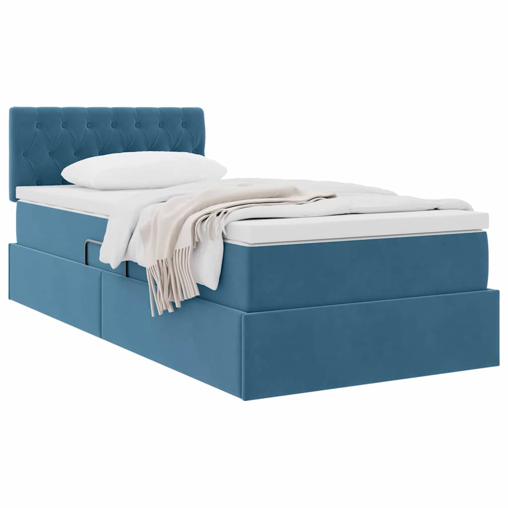 Krevet s od storage s madracem Tamno plava 100 x 200 cm Baršun