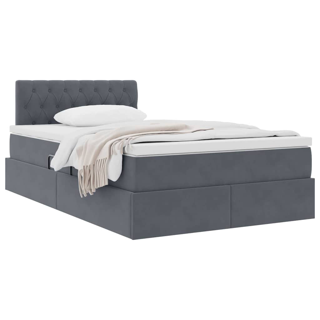Krevet s od storage s madracem Tamno siva 120 x 190 cm Baršun