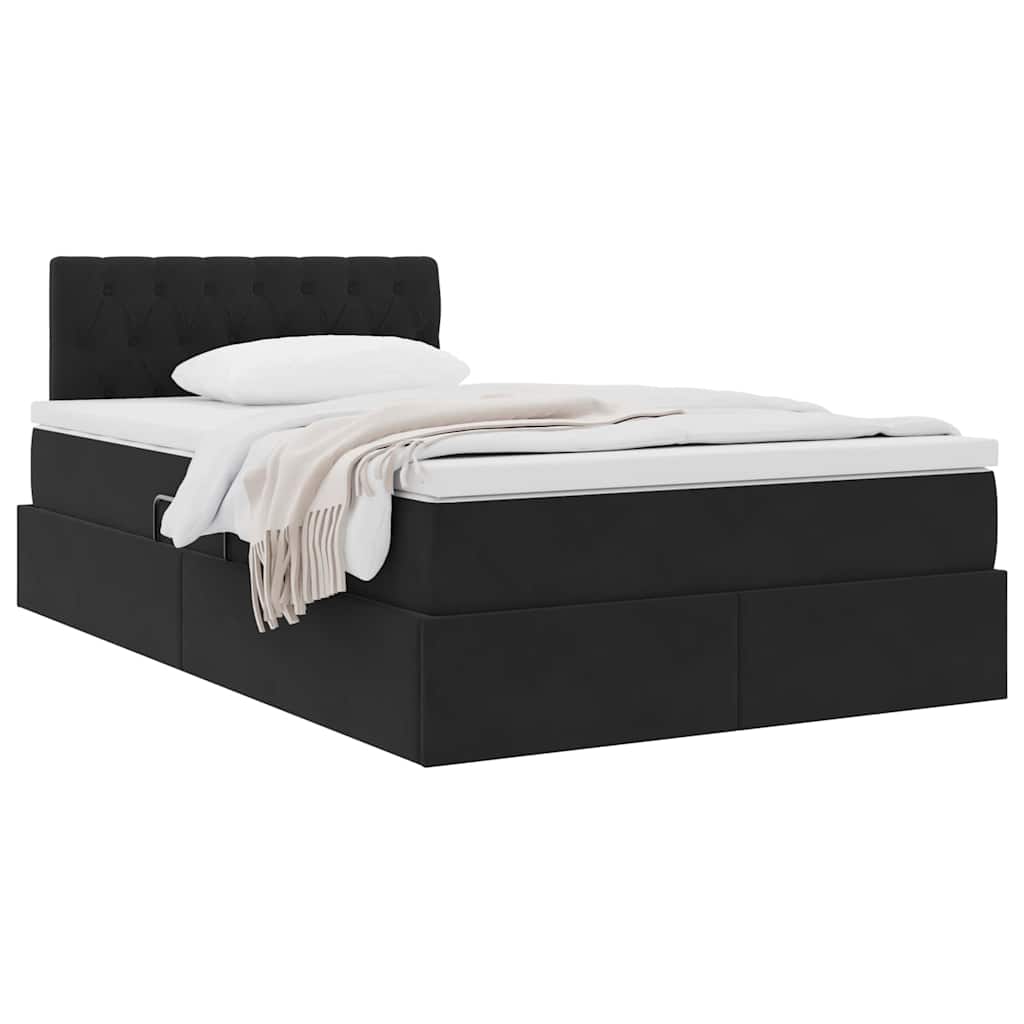 Krevet s od storage s madracem Crna 120 x 190 cm Baršun
