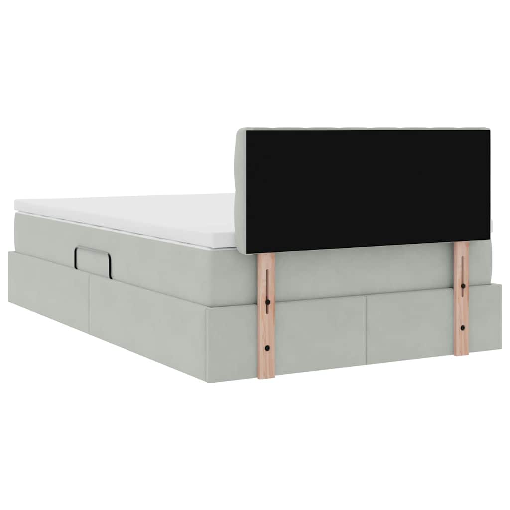 Krevet s od storage Svijetlo siva 120 x 200 cm Baršun