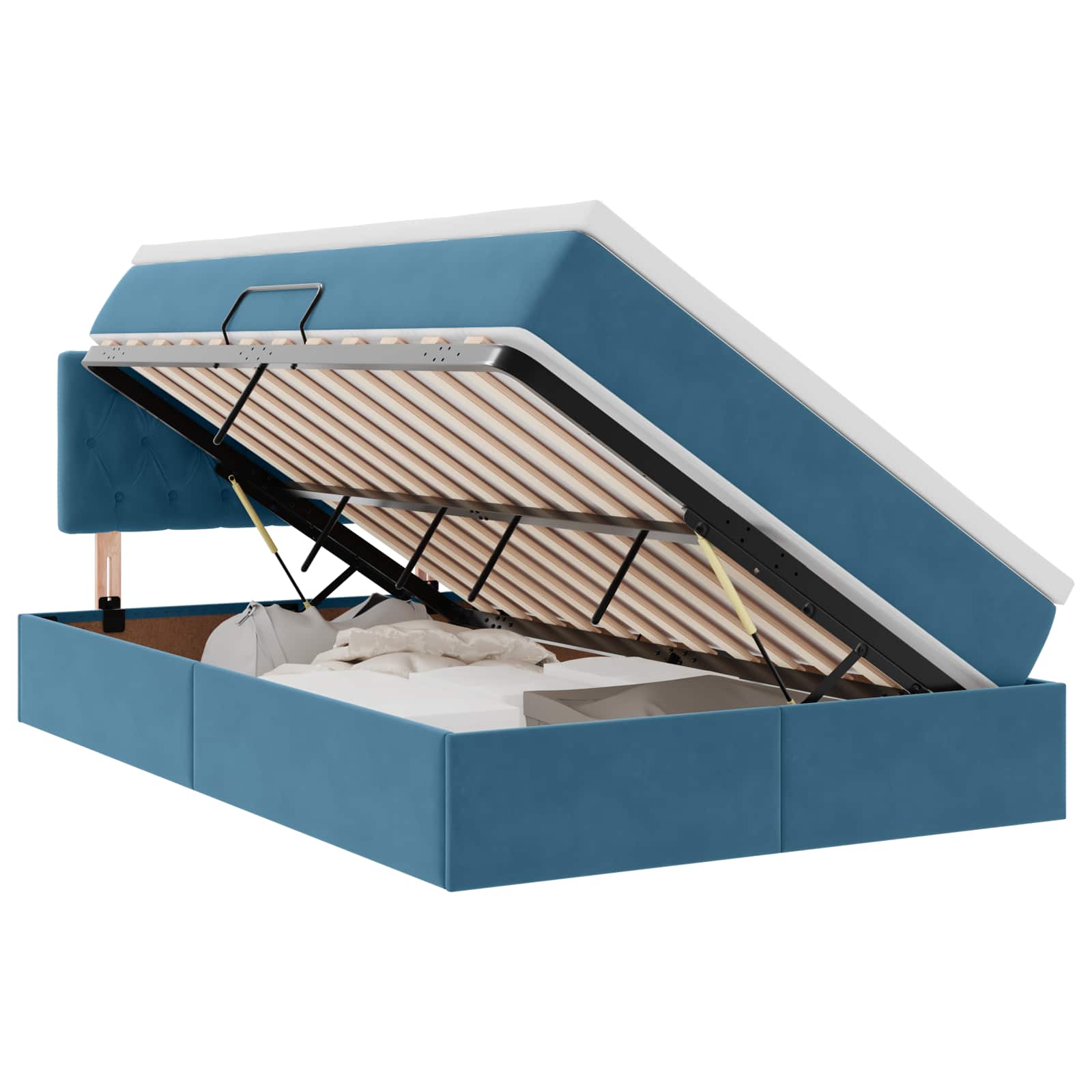 Krevet s od storage s madracem Tamno plava 120 x 200 cm Baršun