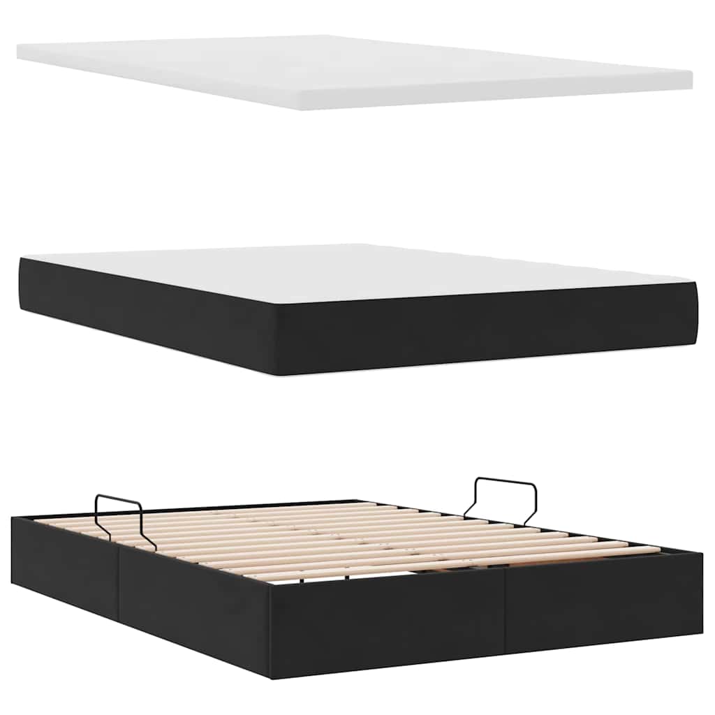 Krevet s od storage s madracem Crna 140 x 190 cm Baršun