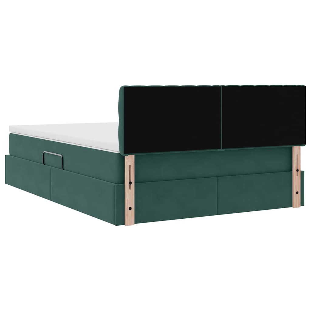 Krevet s od storage s madracem Tamnozelena 140 x 190 cm Baršun